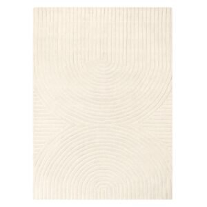 Covor dreptunghiular Isla, arcade, smocuri, lână, crem