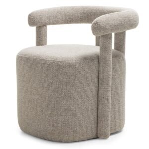 Fotoliu tapițat gri Glen, forme rotunjite