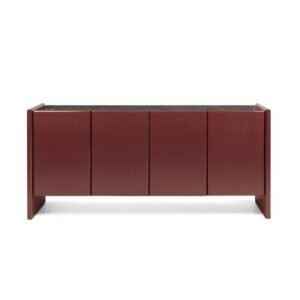 Comodă Loren cu patru uși, vișiniu/maro, marmură, lucioasă