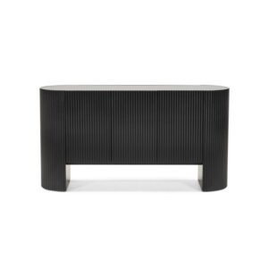 Comodă ovală Sansita, neagră, canelată, sinterizată