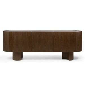 Comodă Coria cu trei uși, nuc închis/sinterizat