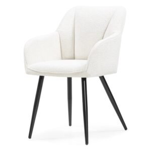 Scaun de sufragerie Berisso, picioare crem/negre, boucle