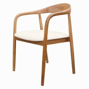 Scaun din lemn Ludvika 2.0, rotunjit, natural/crem