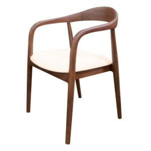 Scaun rotunjit din lemn Ludvika 2.0, nuc/crem