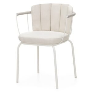 Scaun de grădină Fioli cu împletitură de frânghie, alb/bej deschis