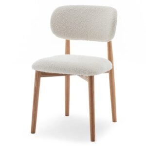 Scaun tapițat Amalfi, alb, bouclé/stejar