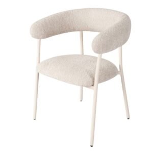 Scaun tapițat Campo, picioare bej/alb, bouclé