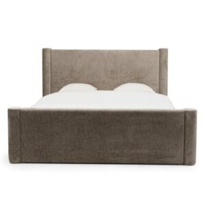 Pat tapițat Zeni 160x200 cm, cu cadru și spațiu de depozitare, bej