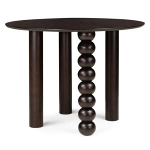 Masă rotundă Bolla 100 cm, furnir de stejar, nuc, picior sferic decorativ