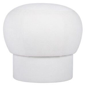 Puf tapițat Bloop, rotund, alb