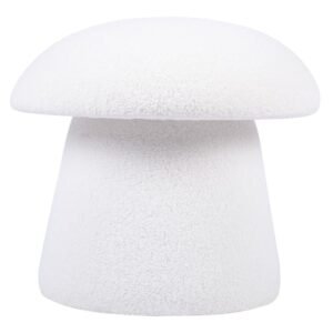 Puf tapițat Cap, alb, bouclé, forme rotunjite