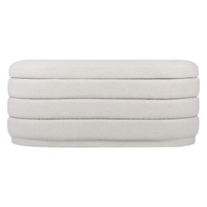 Puf tapițat cu straturi, cu spațiu de depozitare, bej