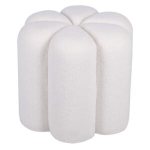 Puf tapițat cu patru fețe, alb, boucle