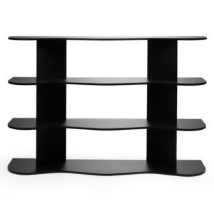 Raft jos Rheo, negru, ondulat