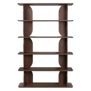 Bibliotecă înaltă Loocky, rotunjită, nuc Warmia