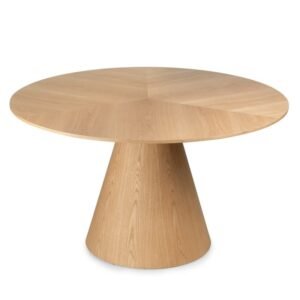 Masă de dining Kiruna, 137 cm, rotundă, furnir natural de stejar