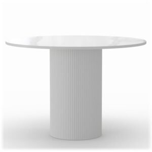 Masă rotundă Malaga, lamele, efect de marmură albă, sinterizată