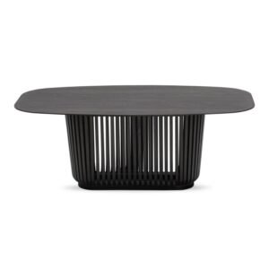 Masă de dining cu șipci Araia, frasin negru