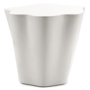 Măsuță laterală Bow 49 cm, gri-bej, lucioasă, forme rotunjite