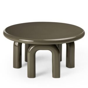 Masă de cafea Flambe 80 cm, verde/gri, lucioasă