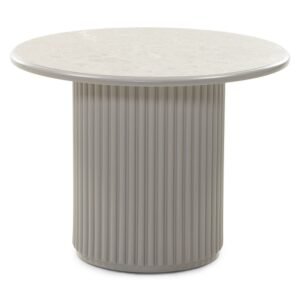 Masă de cafea Livorno 60 cm, rotundă, gri, lamele, decor din marmură