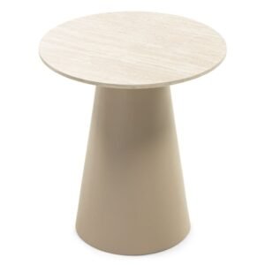 Masă de cafea Sakala l 45 cm, rotundă, bej, imitație travertin