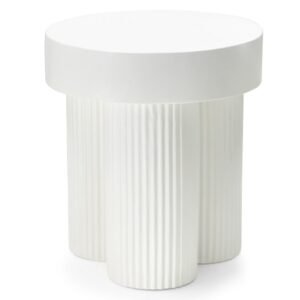 Masă de cafea Salerno 45 cm, rotundă, albă, cu caneluri