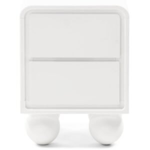 Noptieră Lauria, albă, rotunjită, picioare sferice