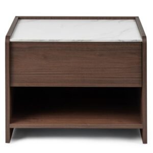 Noptieră Tanami Walnut Villa, marmură cristalină, rotunjită