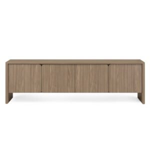 Comodă TV Moku, stejar perlat, fronturi rotunjite