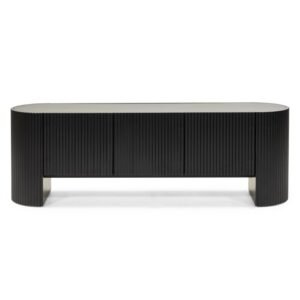 Dulap TV oval Sansita, negru, canelat, sinterizat