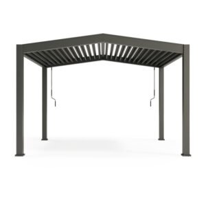 Pergolă de grădină Apex 3x4 m din aluminiu, cu acoperiș în două ape, bioclimatică, lamele mobile, acoperiș în două ape, antracit